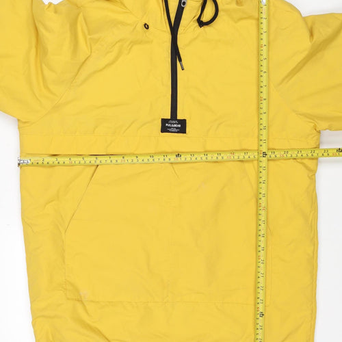 Pull&Bear Women Yellow M Hooded Anorak Padded Half Zip Jacket