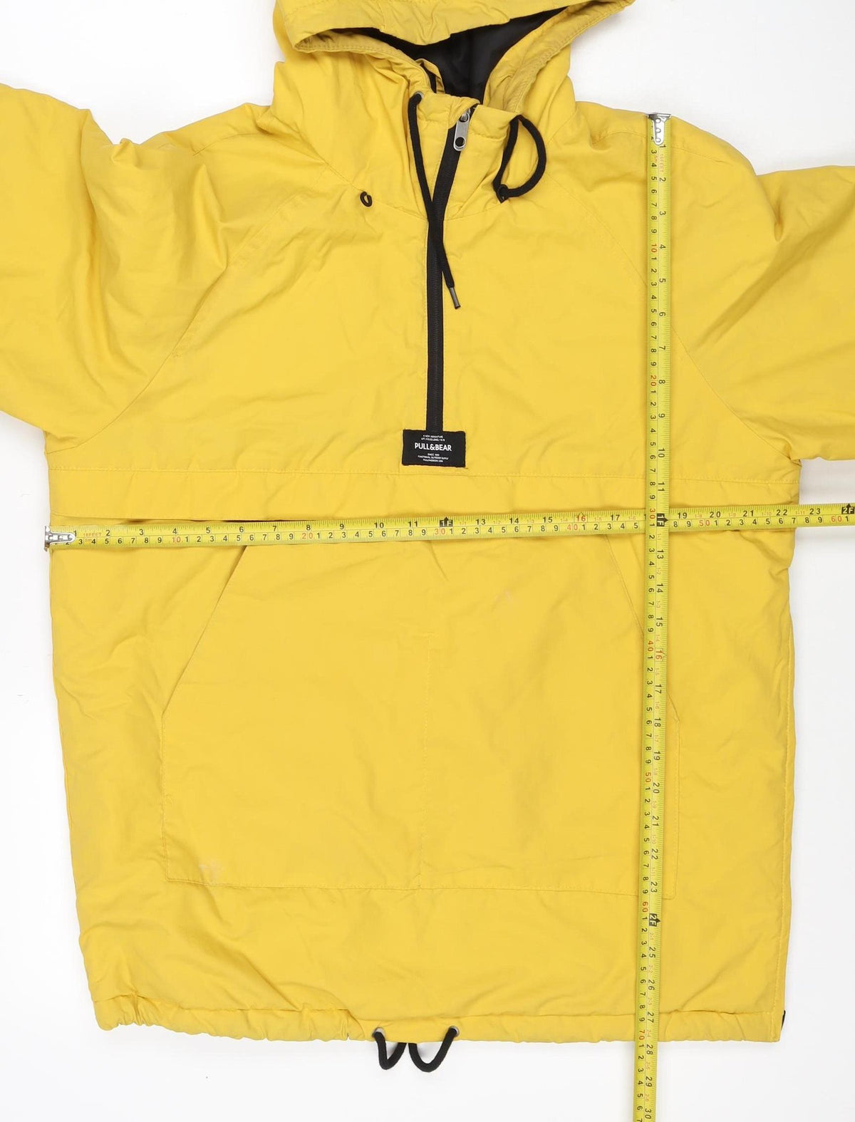 Pull&Bear Women Yellow M Hooded Anorak Padded Half Zip Jacket