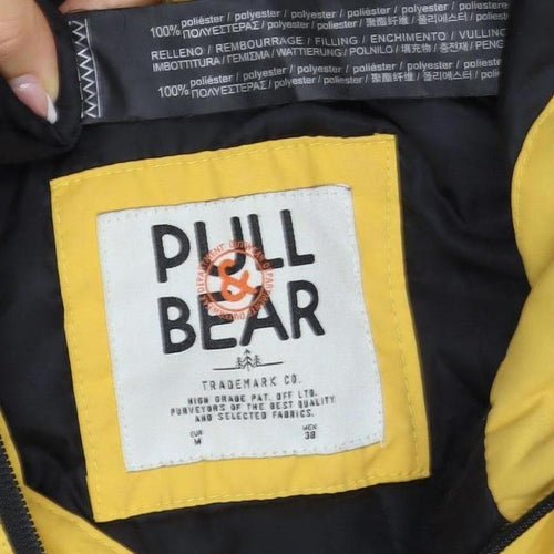Pull&Bear Women Yellow M Hooded Anorak Padded Half Zip Jacket
