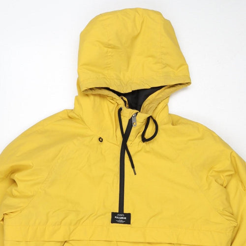 Pull&Bear Women Yellow M Hooded Anorak Padded Half Zip Jacket