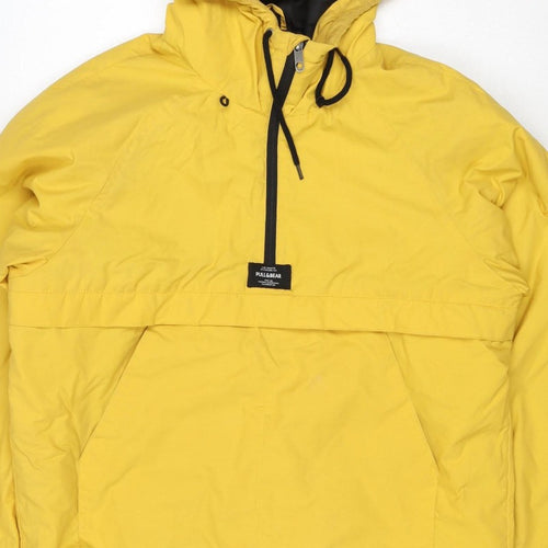 Pull&Bear Women Yellow M Hooded Anorak Padded Half Zip Jacket