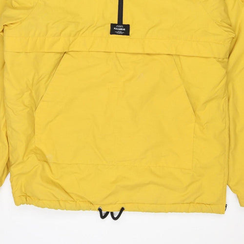Pull&Bear Women Yellow M Hooded Anorak Padded Half Zip Jacket