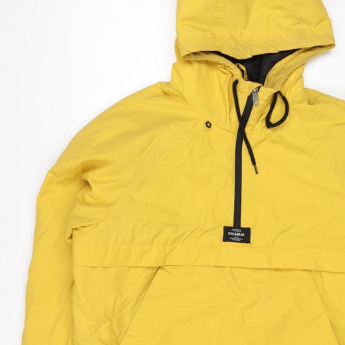 Pull&Bear Women Yellow M Hooded Anorak Padded Half Zip Jacket