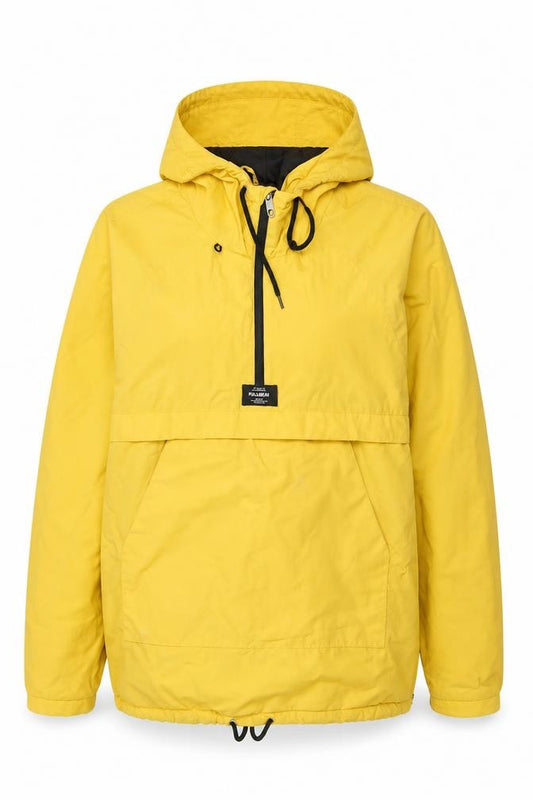 Pull&Bear Women Yellow M Hooded Anorak Padded Half Zip Jacket