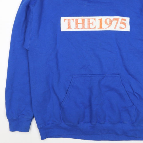 The 1975 Men’s Blue L Pullover Hoodie Music Tour Graphic Pocket