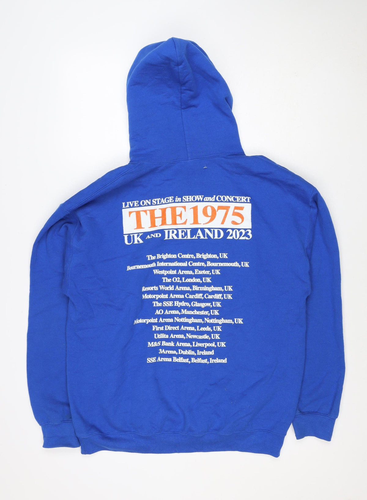 The 1975 Men’s Blue L Pullover Hoodie Music Tour Graphic Pocket