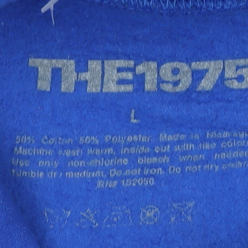 The 1975 Men’s Blue L Pullover Hoodie Music Tour Graphic Pocket