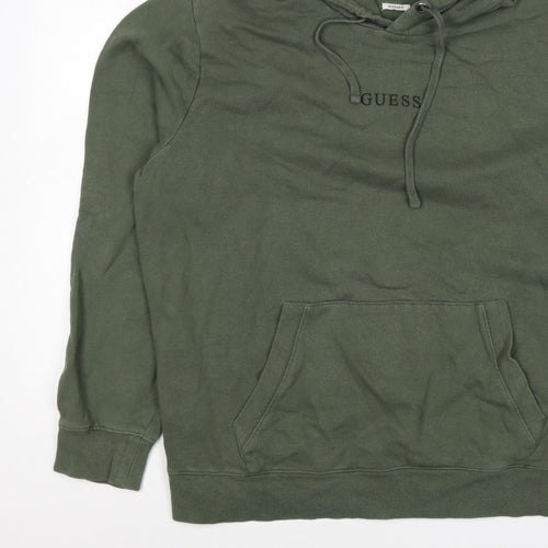 GUESS Men’s Green XL Regular Fit Pullover Logo Hoodie Fleece