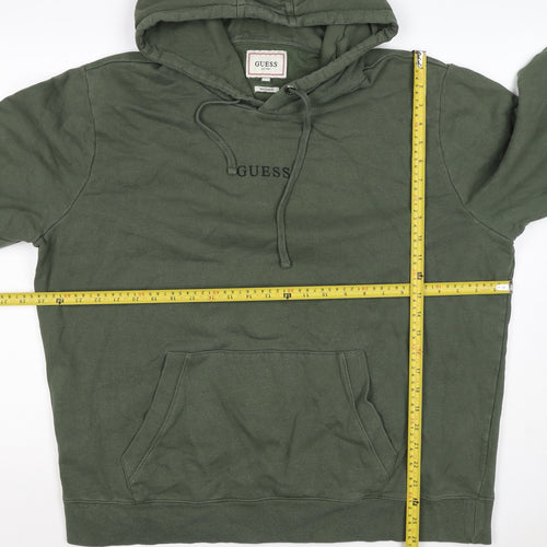 GUESS Men’s Green XL Regular Fit Pullover Logo Hoodie Fleece