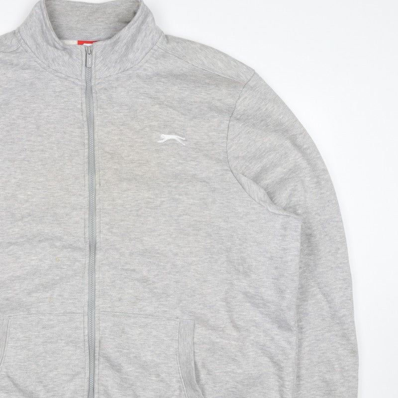 Slazenger Men's Grey 2XL Full Zip High Neck Logo Sweatshirt