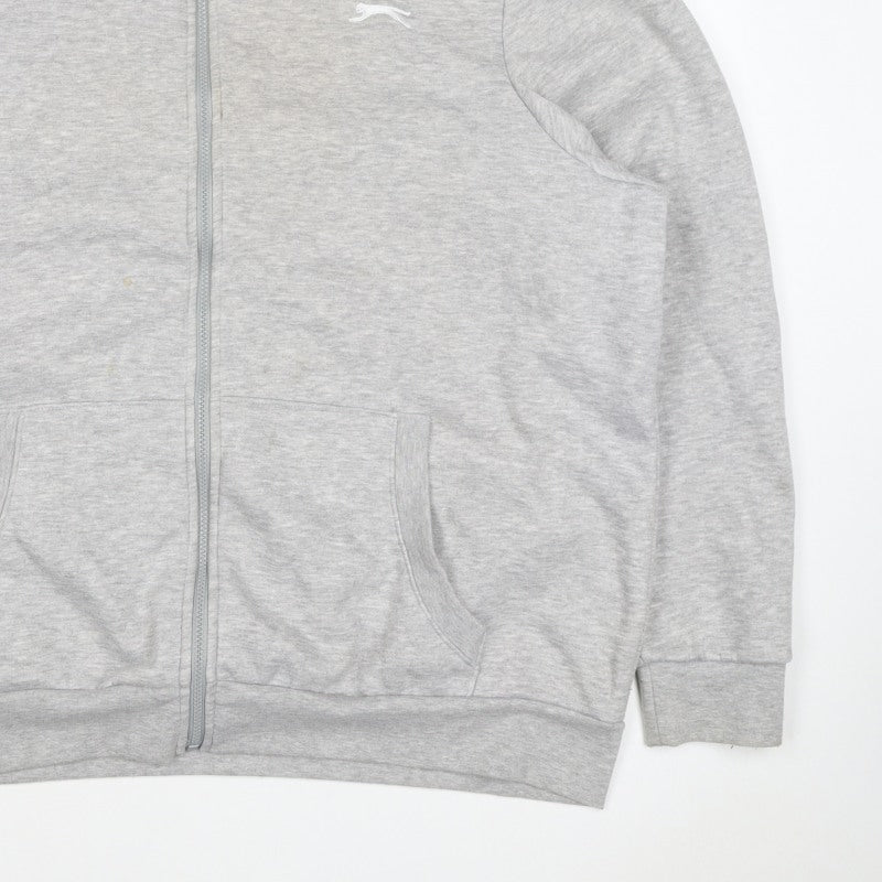 Slazenger Men's Grey 2XL Full Zip High Neck Logo Sweatshirt