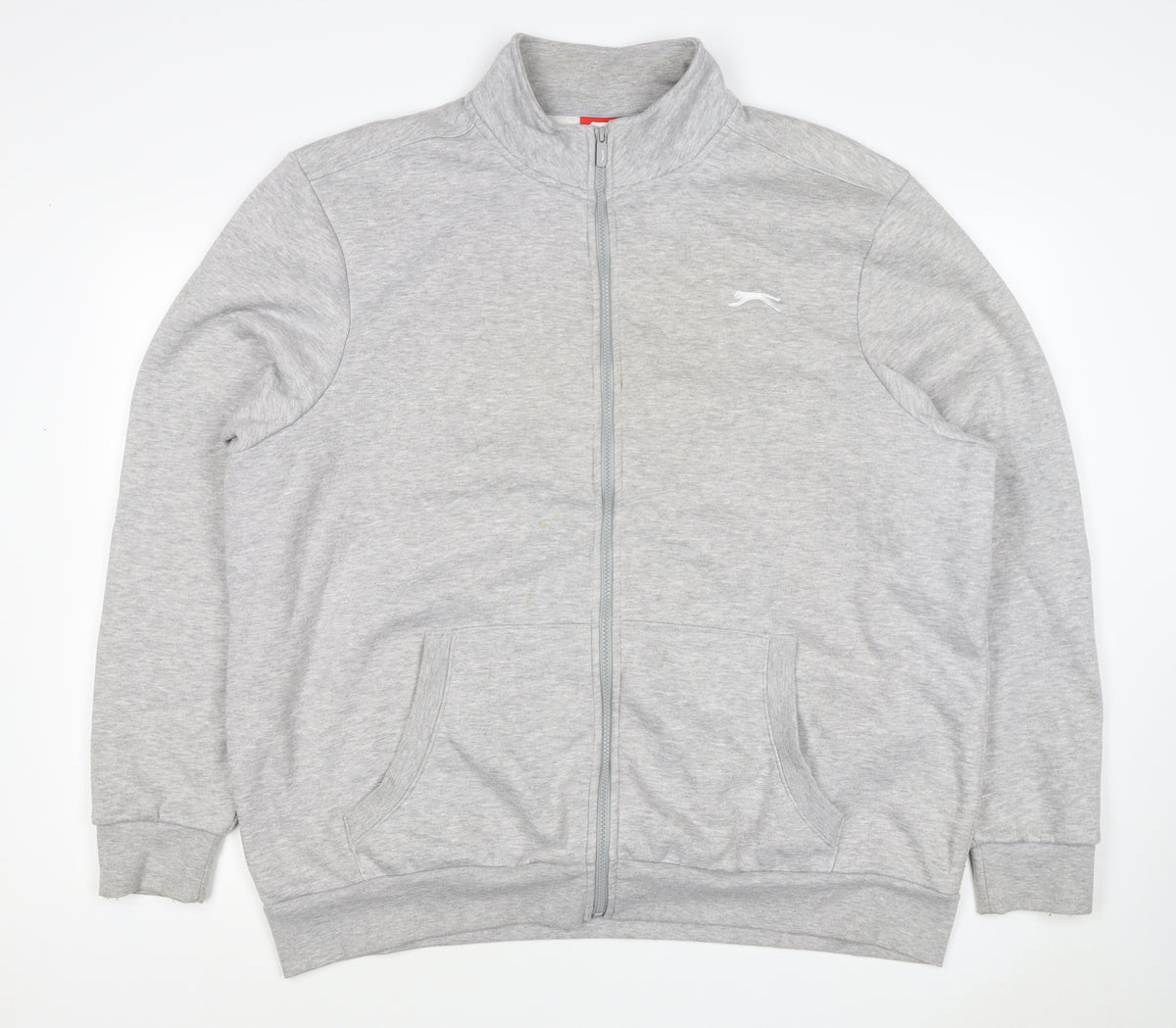 Slazenger Men's Grey 2XL Full Zip High Neck Logo Sweatshirt