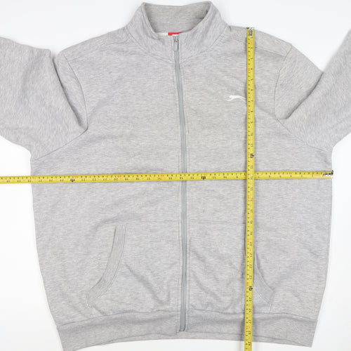 Slazenger Men's Grey 2XL Full Zip High Neck Logo Sweatshirt