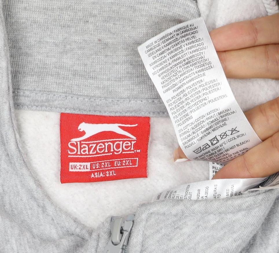 Slazenger Men's Grey 2XL Full Zip High Neck Logo Sweatshirt