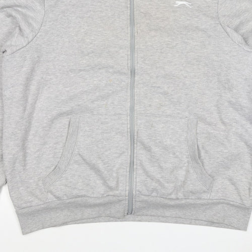 Slazenger Men's Grey 2XL Full Zip High Neck Logo Sweatshirt
