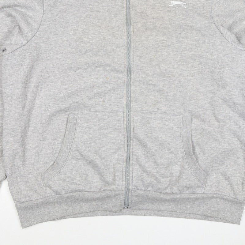 Slazenger Men's Grey 2XL Full Zip High Neck Logo Sweatshirt