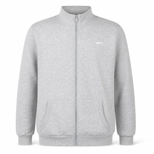 Slazenger Men's Grey 2XL Full Zip High Neck Logo Sweatshirt