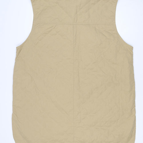 H&M Women Beige XL Long Quilted Padded Snap Jacket