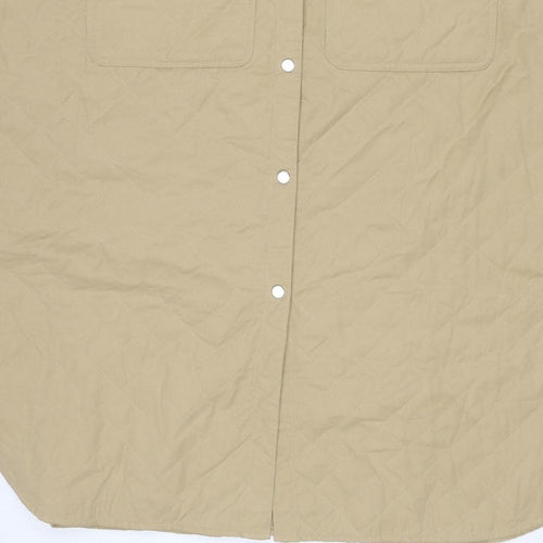 H&M Women Beige XL Long Quilted Padded Snap Jacket