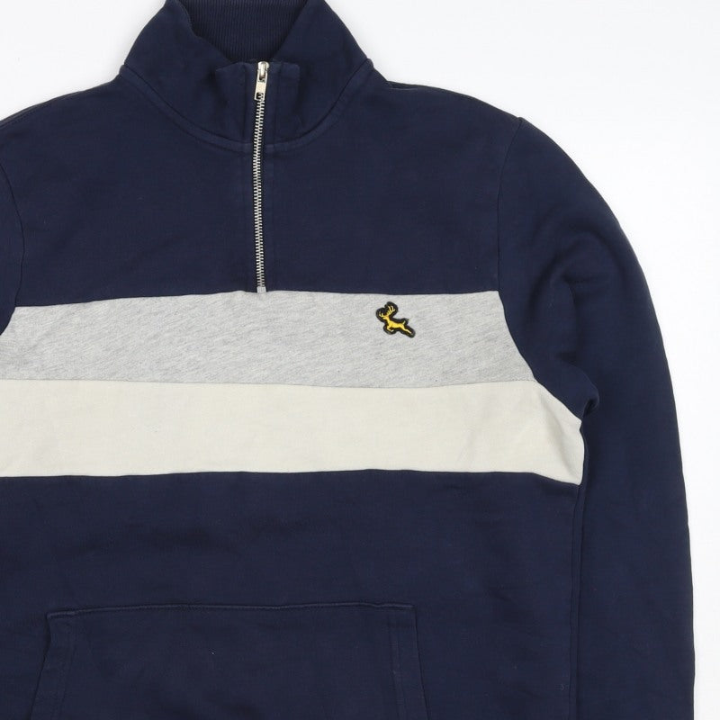F&F Men’s Multicoloured M 1/4 Zip Colour Block Deer Sweatshirt