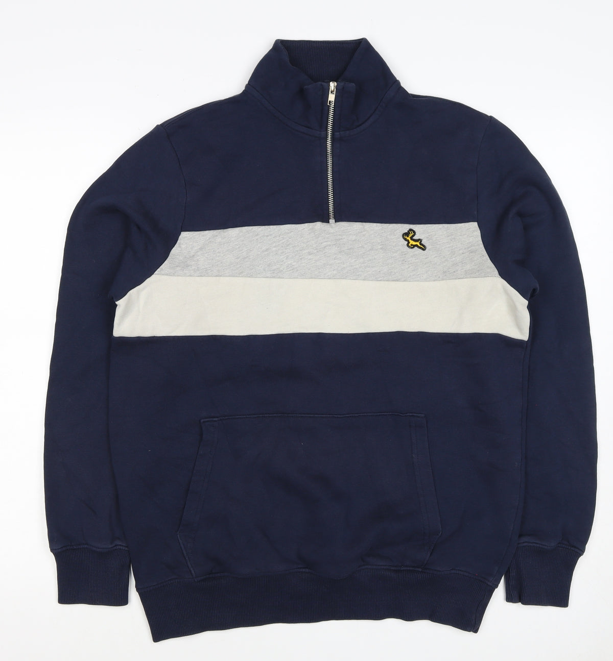 F&F Men’s Multicoloured M 1/4 Zip Colour Block Deer Sweatshirt