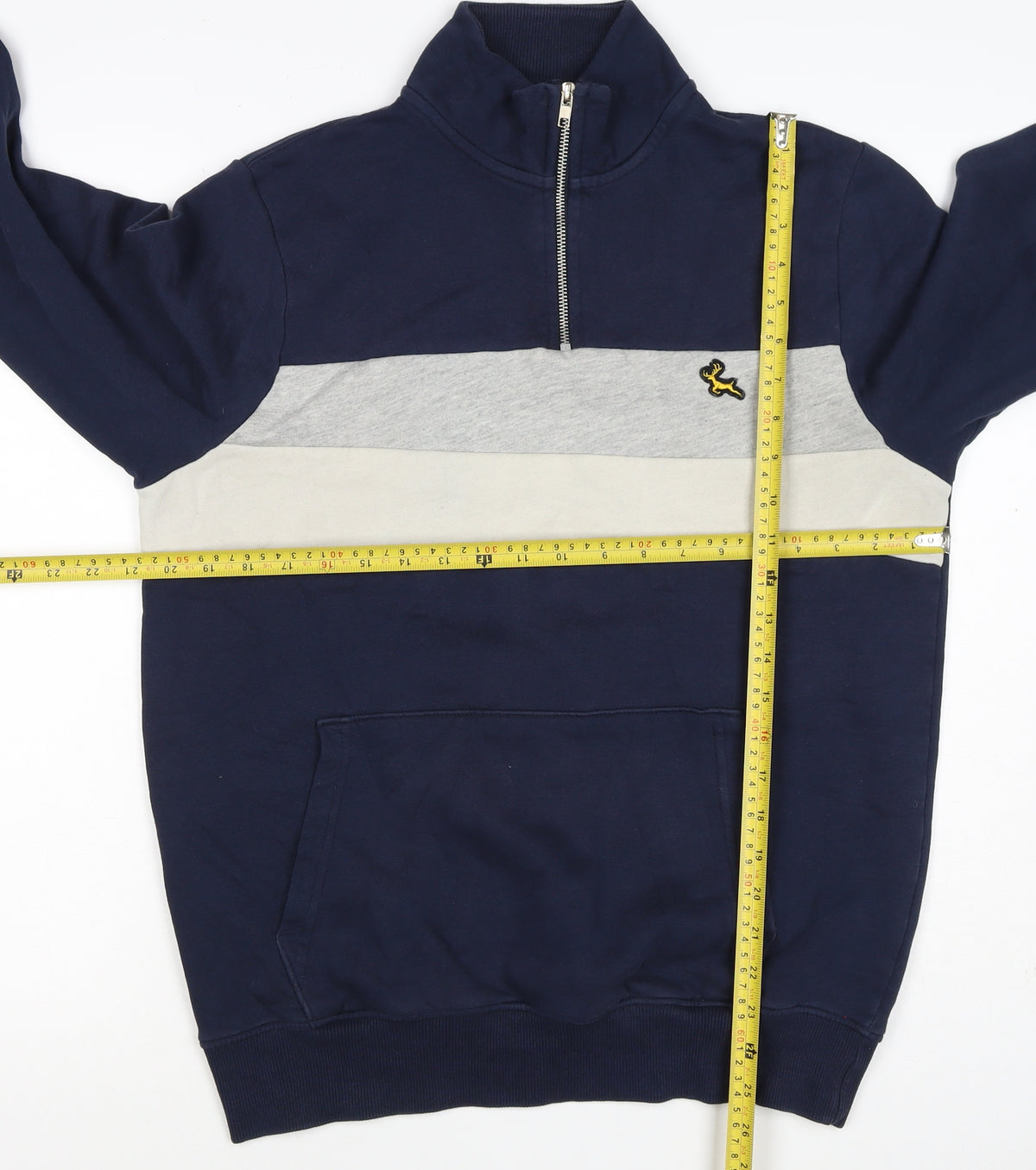 F&F Men’s Multicoloured M 1/4 Zip Colour Block Deer Sweatshirt