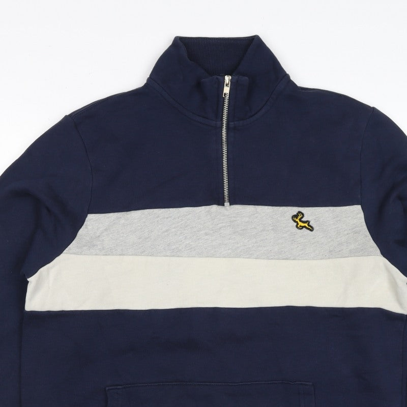 F&F Men’s Multicoloured M 1/4 Zip Colour Block Deer Sweatshirt