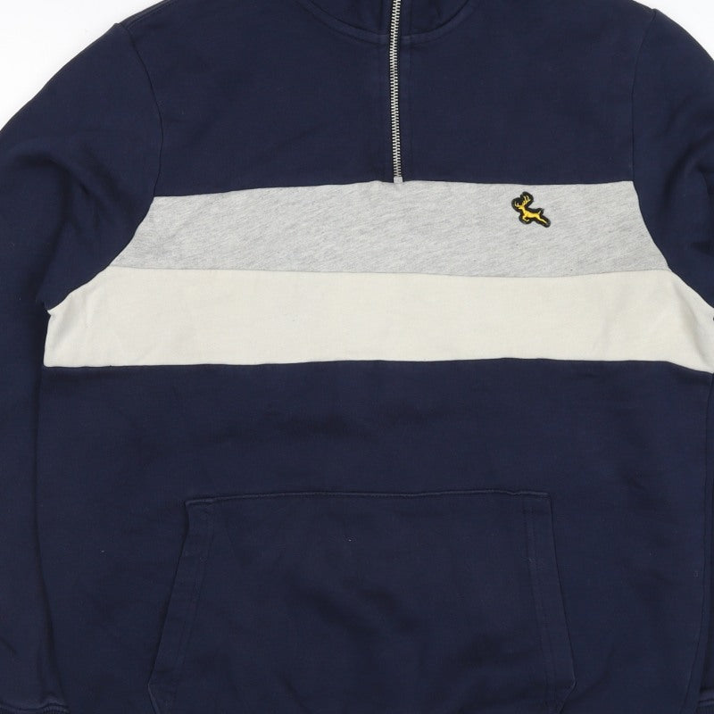 F&F Men’s Multicoloured M 1/4 Zip Colour Block Deer Sweatshirt