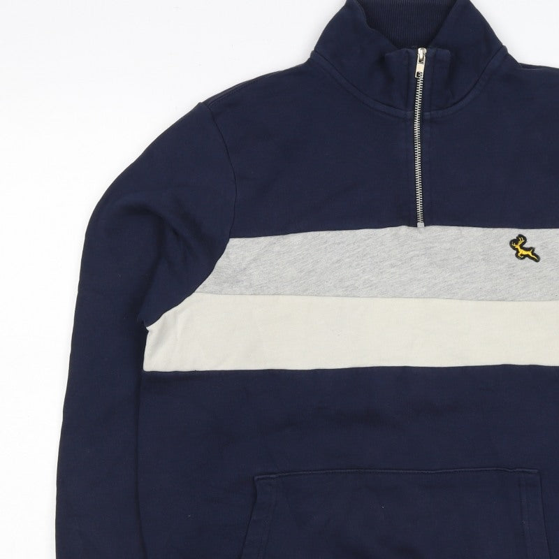 F&F Men’s Multicoloured M 1/4 Zip Colour Block Deer Sweatshirt