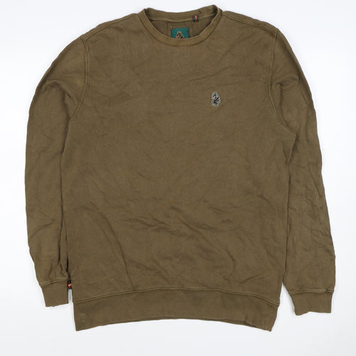 Luke Sport Men’s Brown L Crew Neck Cotton Logo Pullover Sweatshirt