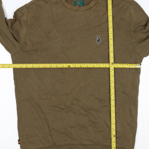 Luke Sport Men’s Brown L Crew Neck Cotton Logo Pullover Sweatshirt