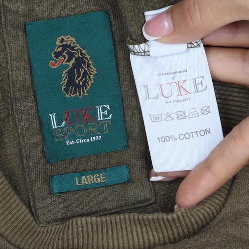 Luke Sport Men’s Brown L Crew Neck Cotton Logo Pullover Sweatshirt