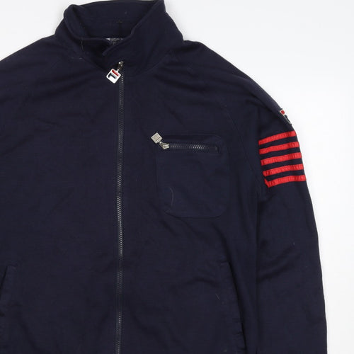 FILA White Line Men’s Blue M Full Zip Striped Wool Blend Sweatshirt