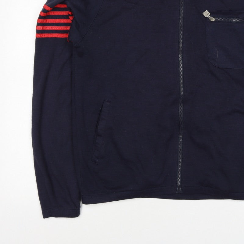 FILA White Line Men’s Blue M Full Zip Striped Wool Blend Sweatshirt