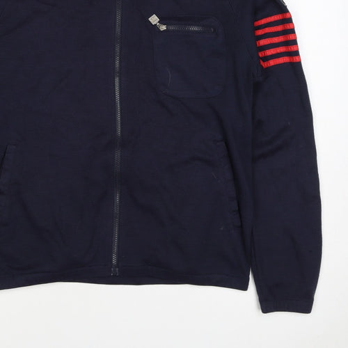 FILA White Line Men’s Blue M Full Zip Striped Wool Blend Sweatshirt