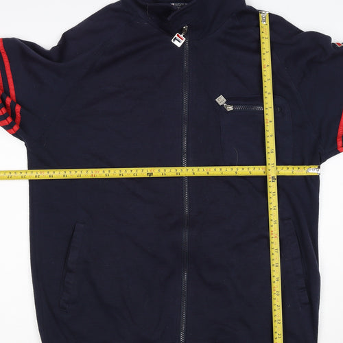 FILA White Line Men’s Blue M Full Zip Striped Wool Blend Sweatshirt