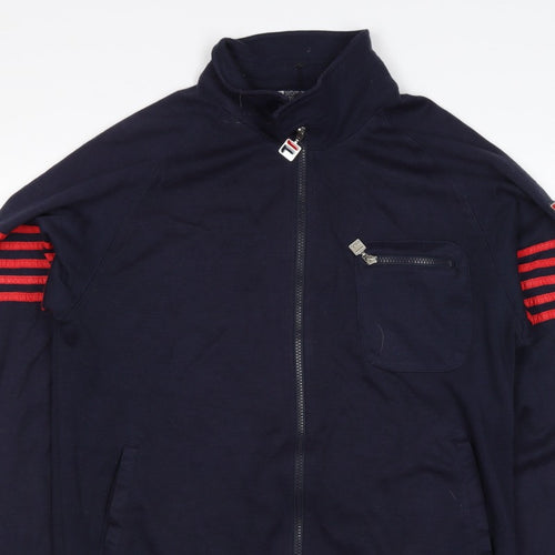 FILA White Line Men’s Blue M Full Zip Striped Wool Blend Sweatshirt
