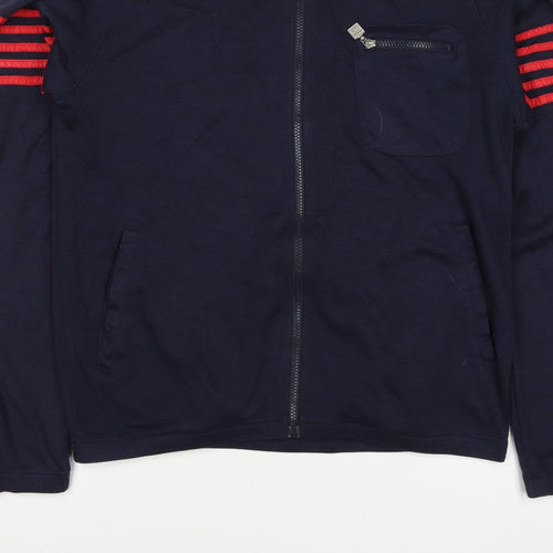 FILA White Line Men’s Blue M Full Zip Striped Wool Blend Sweatshirt