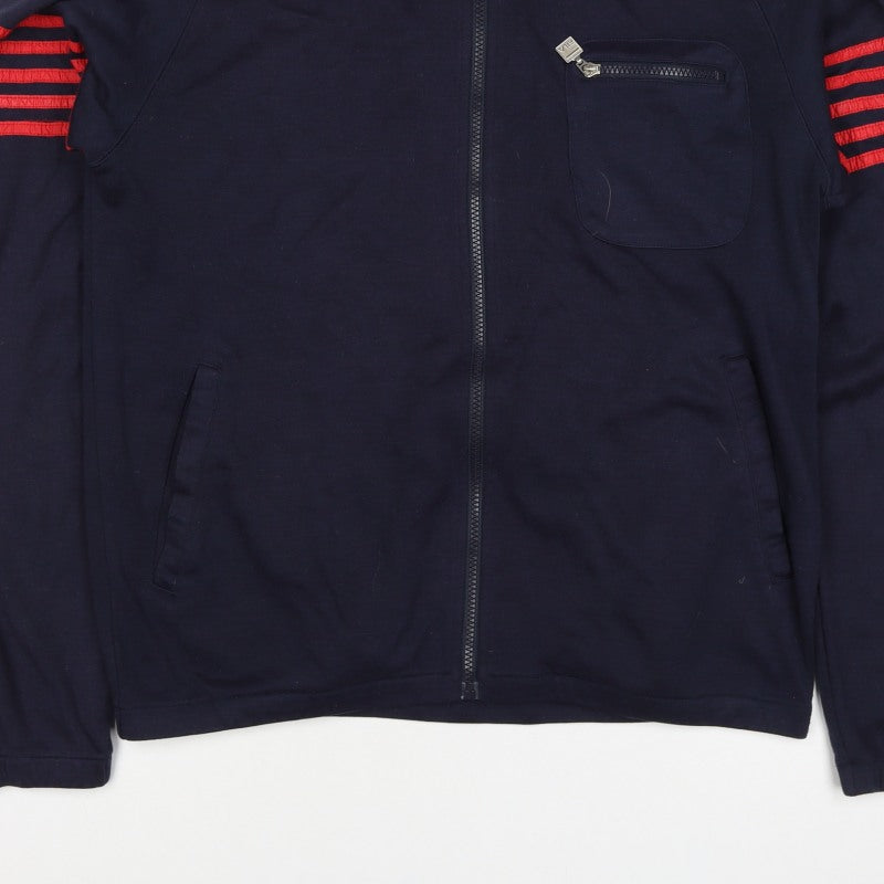 FILA White Line Men’s Blue M Full Zip Striped Wool Blend Sweatshirt