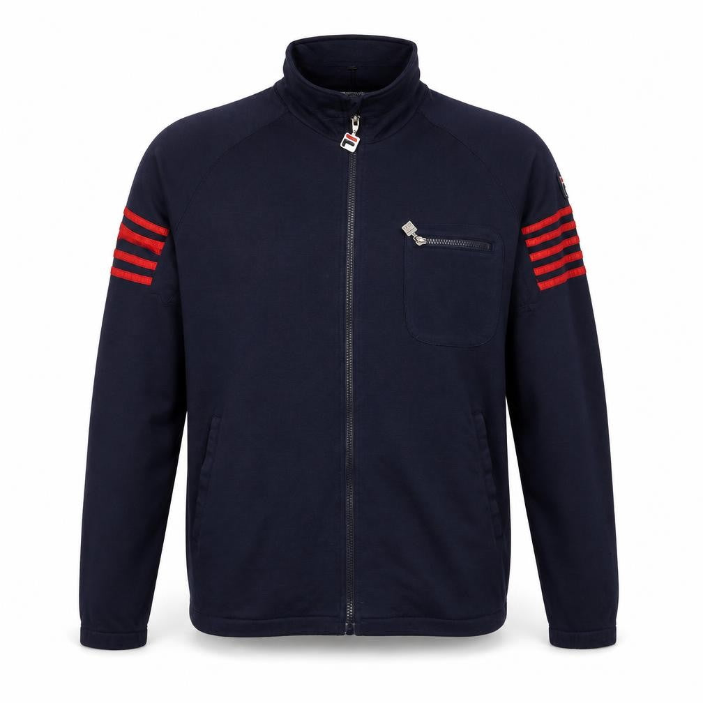 FILA White Line Men’s Blue M Full Zip Striped Wool Blend Sweatshirt