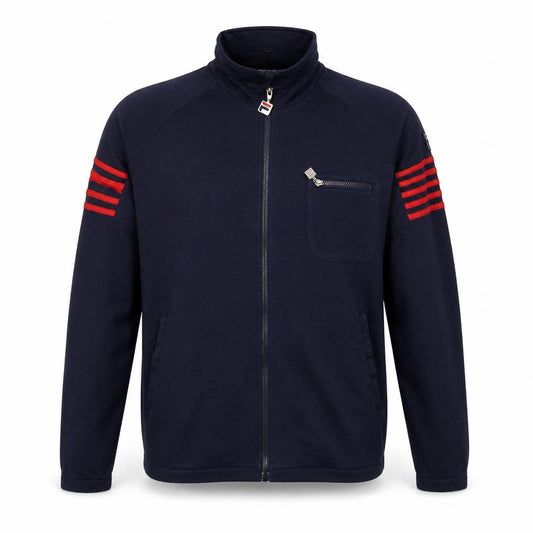FILA White Line Men’s Blue M Full Zip Striped Wool Blend Sweatshirt