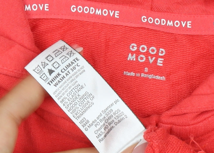 M&S Goodmove Women’s Red Size 8 Full Zip Hooded Sports Hoodie