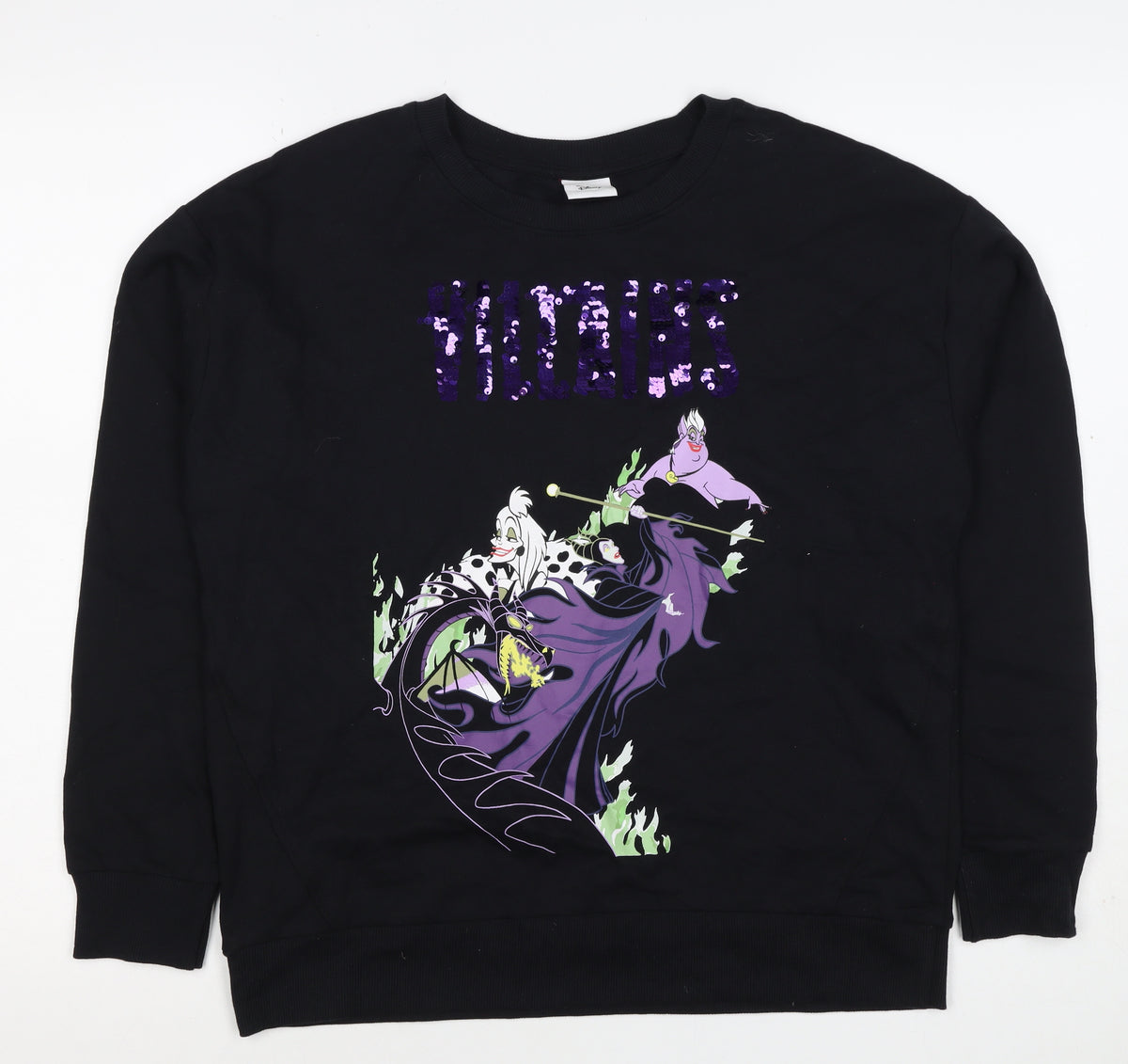 Back view of Disney TU Women’s Black UK 12 Pullover Sweatshirt Sequin Villains