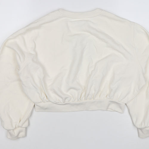 Marks and Spencer Girls Ivory Cat Graphic Rhinestone Pullover Sweatshirt 11-12