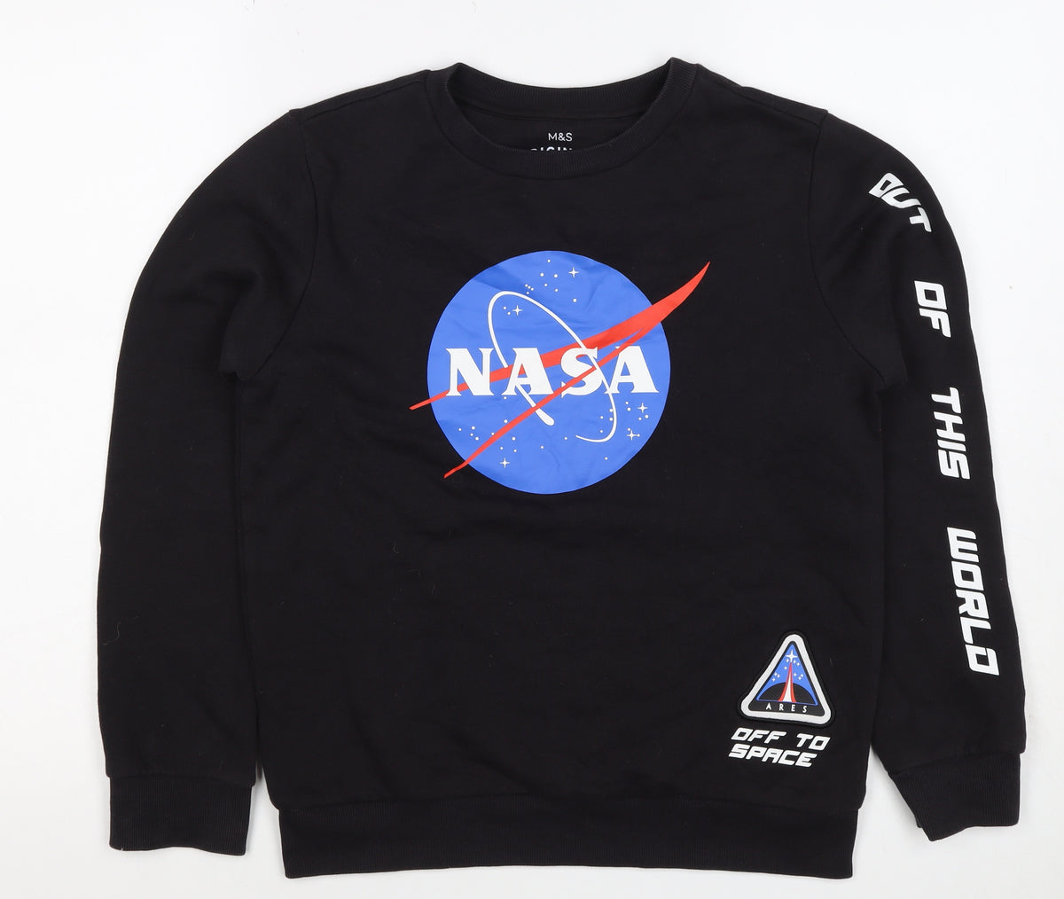 Marks and Spencer Boys Black NASA Graphic Pullover Sweatshirt 11-12 Years