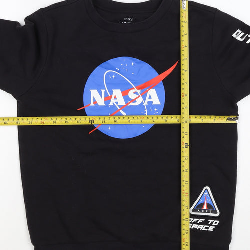 Marks and Spencer Boys Black NASA Graphic Pullover Sweatshirt 11-12 Years