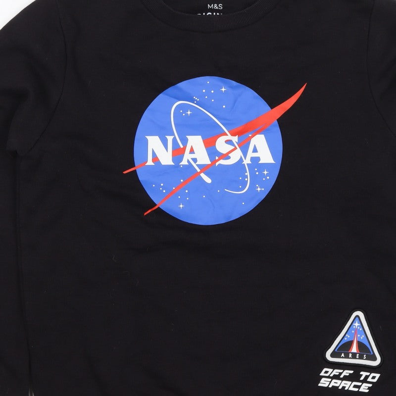 Marks and Spencer Boys Black NASA Graphic Pullover Sweatshirt 11-12 Years