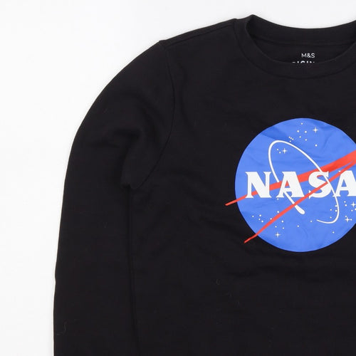 Marks and Spencer Boys Black NASA Graphic Pullover Sweatshirt 11-12 Years