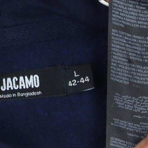 Jacamo Men’s Blue L Pullover Hoodie Cotton Blend Kangaroo Pocket