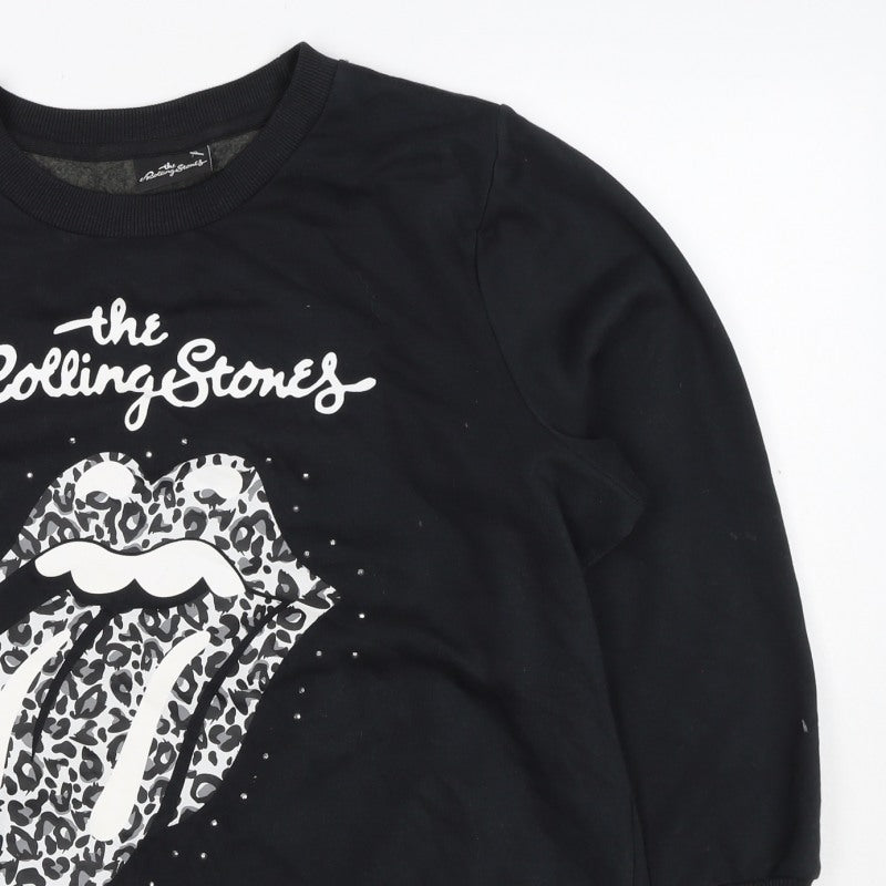 Additional view of The Rolling Stones Women’s Black, size UK 16, Leopard Logo Sweatshirt